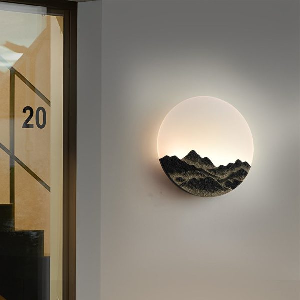 Round Creative Mountain Scenery LED Waterproof Modern Outdoor Wall Lamp - Image 2