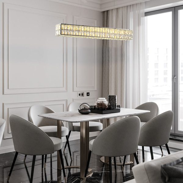 Long Rectangular Three Step Dimming Luxury Modern Crystal Chandelier - Image 2
