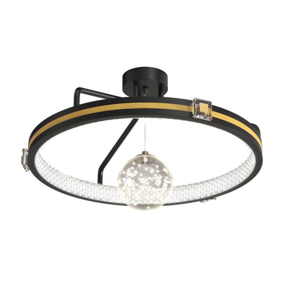 Round Rings Crystal Glass Ball Decor 3 Step Dimming Modern Ceiling Lights - Image 7