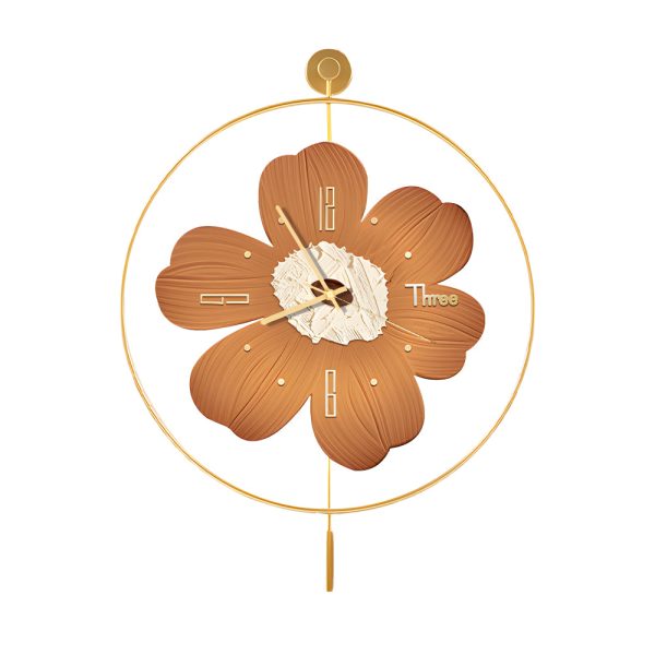 Round Metal Battery Operated LED Flower Wall Clock - Image 9