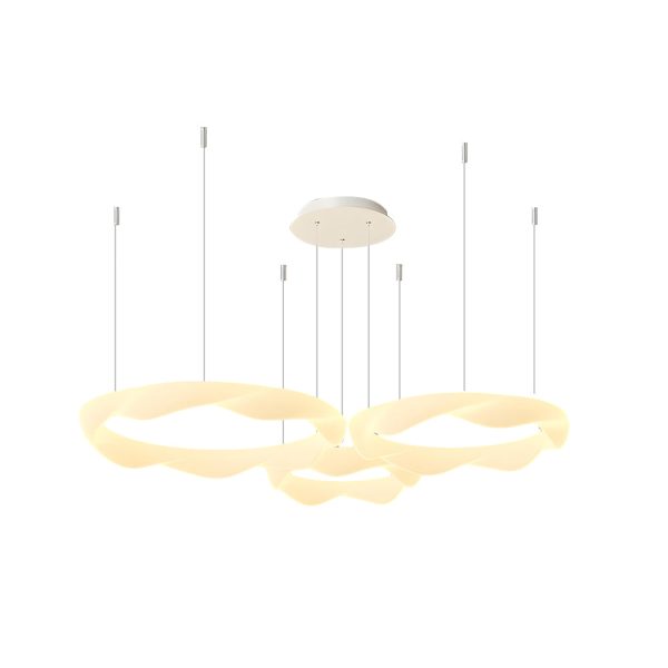 Wavy Circle Rings Three Step Dimming LED White Cream Modern Chandelier - Image 7