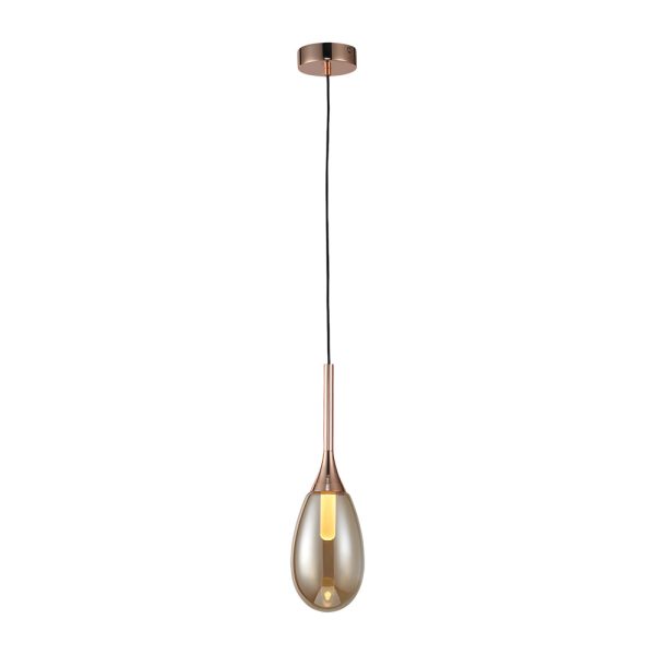 Modern 1-Light LED Teardrop Glass Pendant Light in Amber/Smoke Gray - Image 9