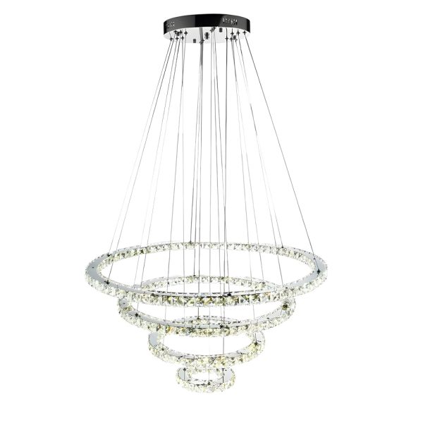 4 Rings Electroplated Crystal LED Modern Chandeliers Pendant Light Hanging Lamp - Image 9