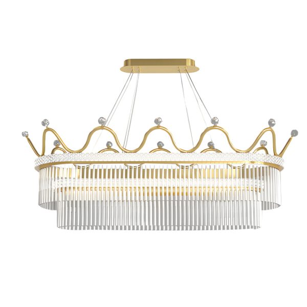 1/2 Layers Long Oval Crystal Crowns Three Step Dimming Modern Chandelier - Image 7