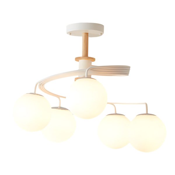 5-Light Glass Ball Spiral Metallic Semi-Flush Mount Ceiling Light - Image 12