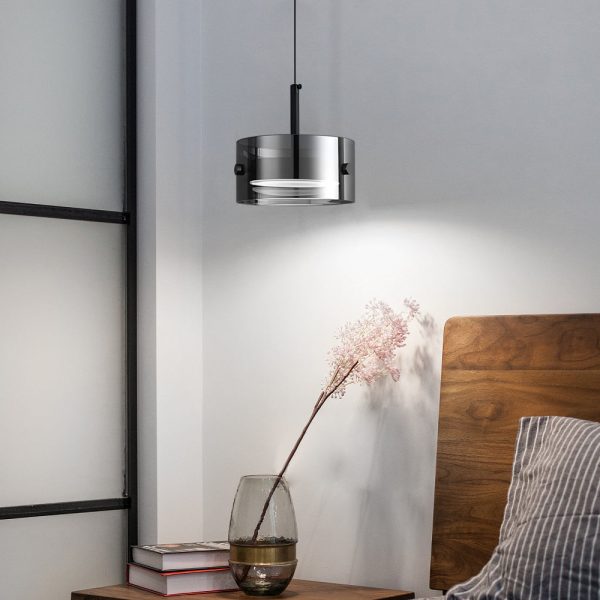 Short Cylinder Glass 3 Step Dimming LED Smoke Gray Nordic Pendant Lights - Image 2