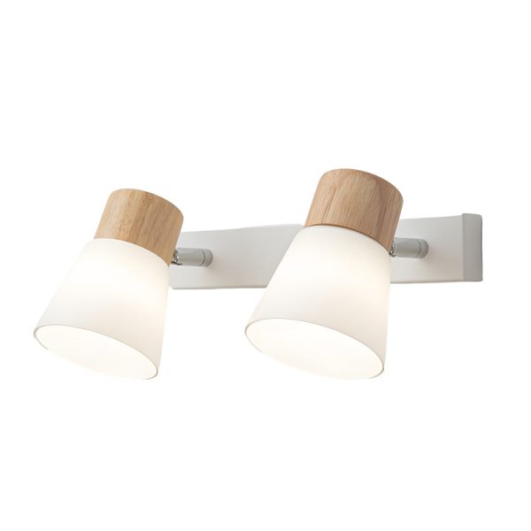 Wood Glass Cone Rotatable Light Wall Sconce, White - Image 9