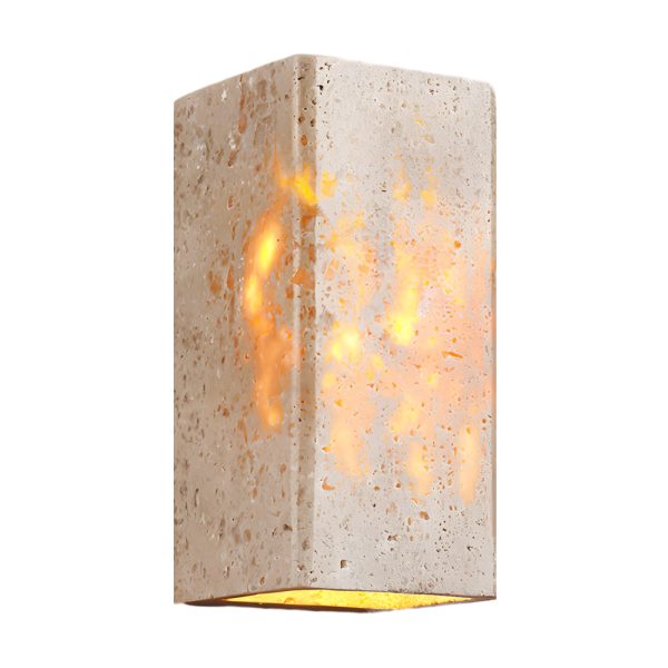 Wabi-Sabi Yellow Travertine LED Wall Sconce - Square/Rectangle - Image 8