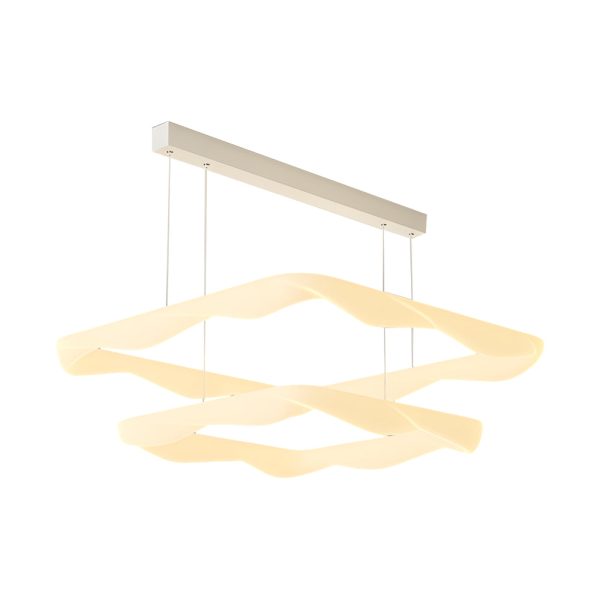 2/3 Square Rings Cream Style Three Step Dimming LED Modern Chandelier - Image 5