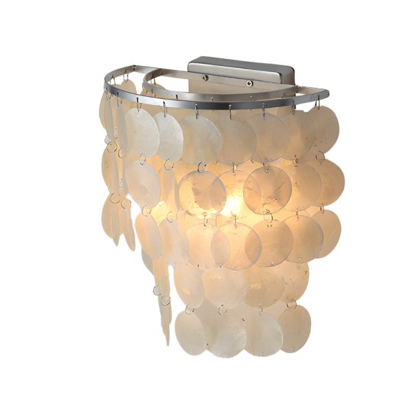 Gold/Chrome Coastal Capiz Shell Wall Sconce LED Metallic Bedside Wall Lighting - Image 7