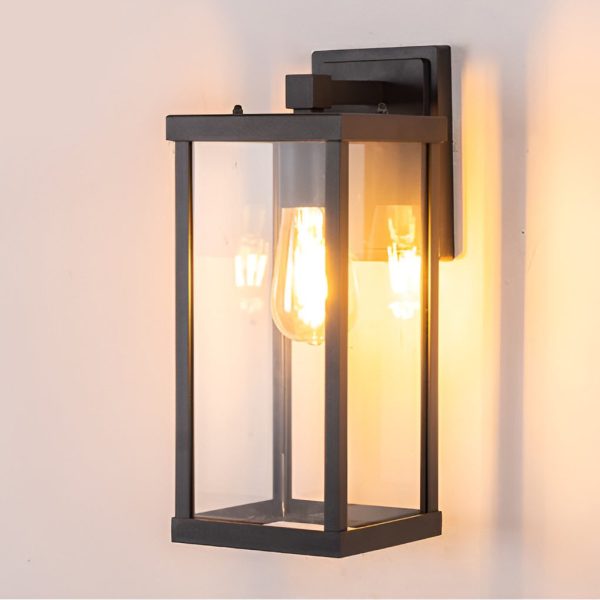 Rectangular Glass Waterproof Black Modern Outdoor Wall Lamp Exterior Lights - Image 4