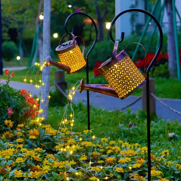 Iron Kettle Shower LED Solar Garden Light Unique and Efficient Outdoor Illumination - Image 2
