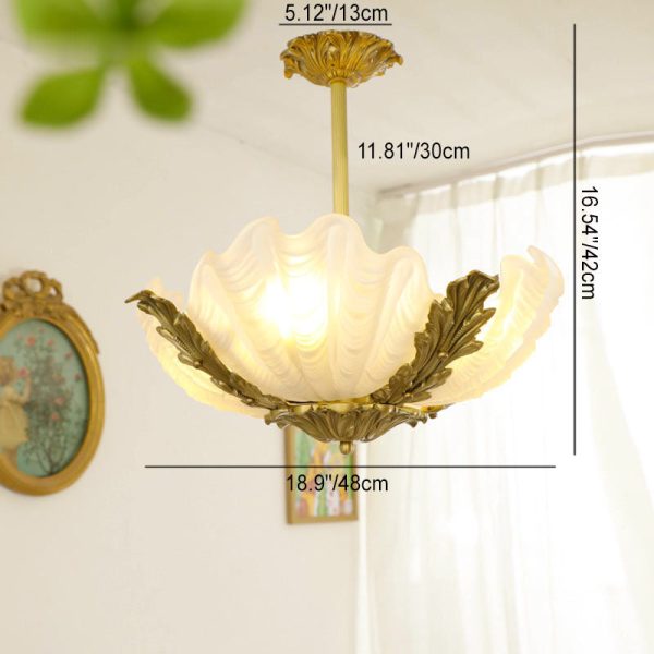 Modern Art Deco Shell Shape Brass Finish Frame 3/4-Light Chandelier for Living Room - Image 4