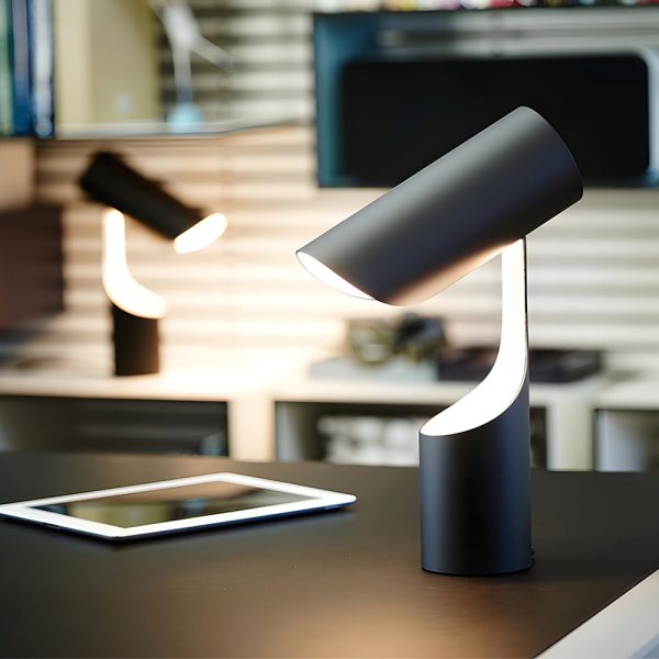 Nordic Black LED Desk Lamp with Adjustable Cylinder Design - Image 2