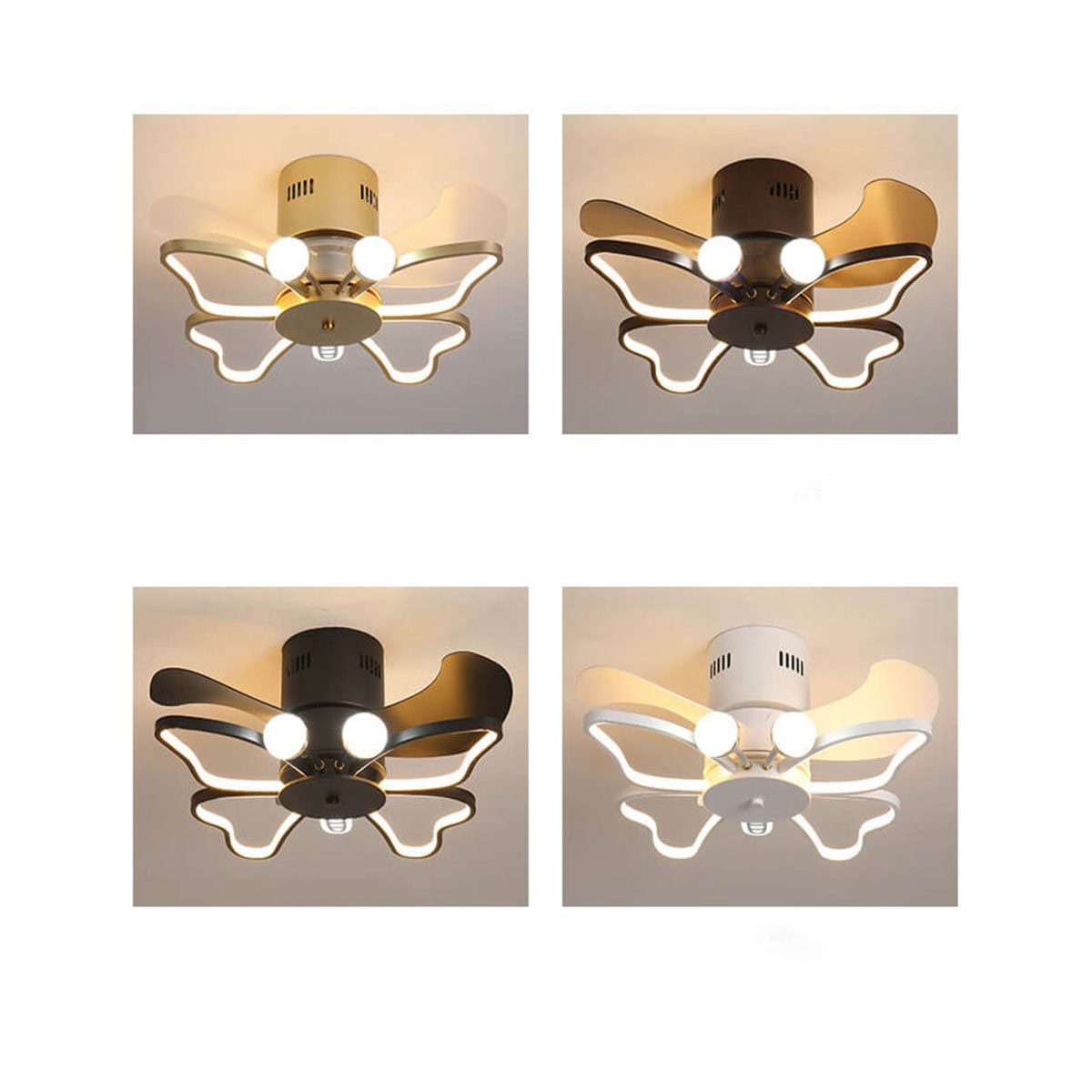 Nordic Creative Butterfly Shape LED Semi-Flush Mount Ceiling Fan Light - Image 13