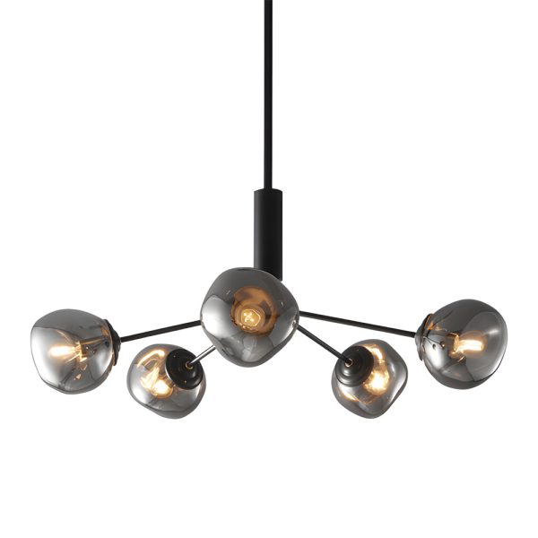 3/5/8-Light Molecule Dimpled Lava Glass Chandelier with Black Metallic Arms - Image 12