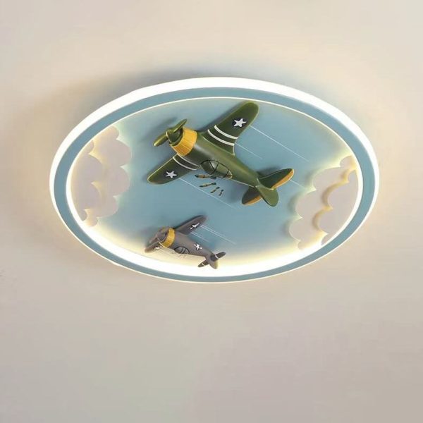 Modern Cartoon Resin Airplane Pegasus Acrylic Shade LED Kids Flush Mount Ceiling Light - Image 4