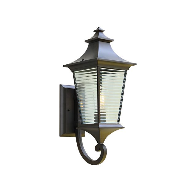 Retro Waterproof Creative Stripes Glass Shade Modern Outdoor Wall Light - Image 9