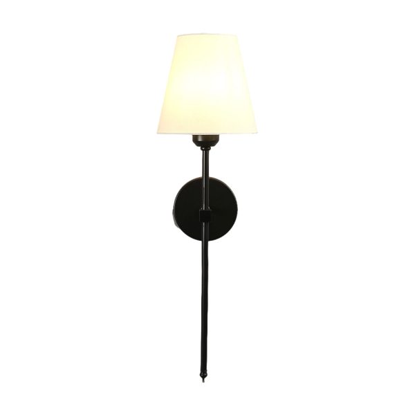Modern 1-Light Black/Gold Wall Sconce with White Linen Fabric Shade - Image 8