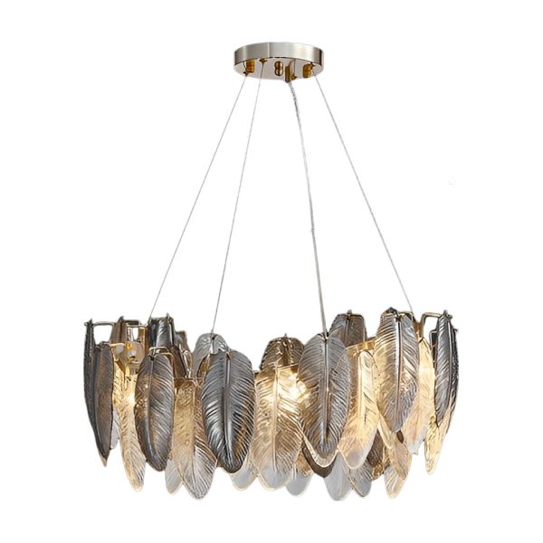 Romantic Creative Feathers Glass Three Step Dimming Modern Chandelier - Image 12