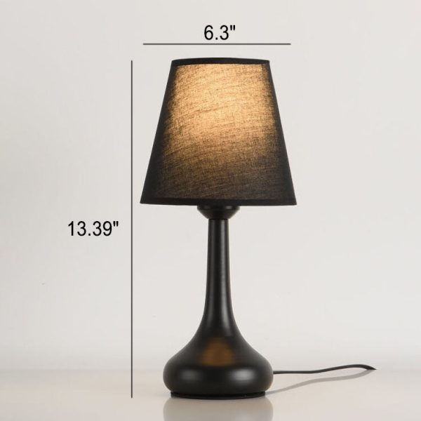 Nordic Vintage Pure Black White Iron Fabric 1-Light Table Lamp - Image 11