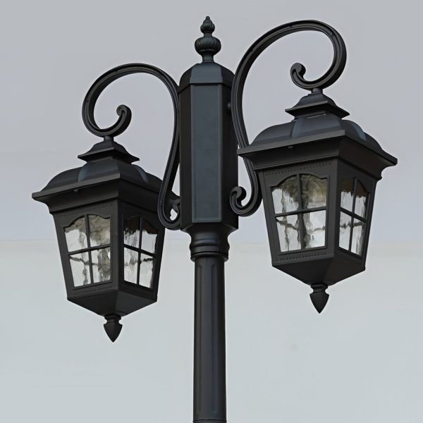 2 Lights Waterproof Black European Style Outdoor Pole Lights Public Lighting - Image 5