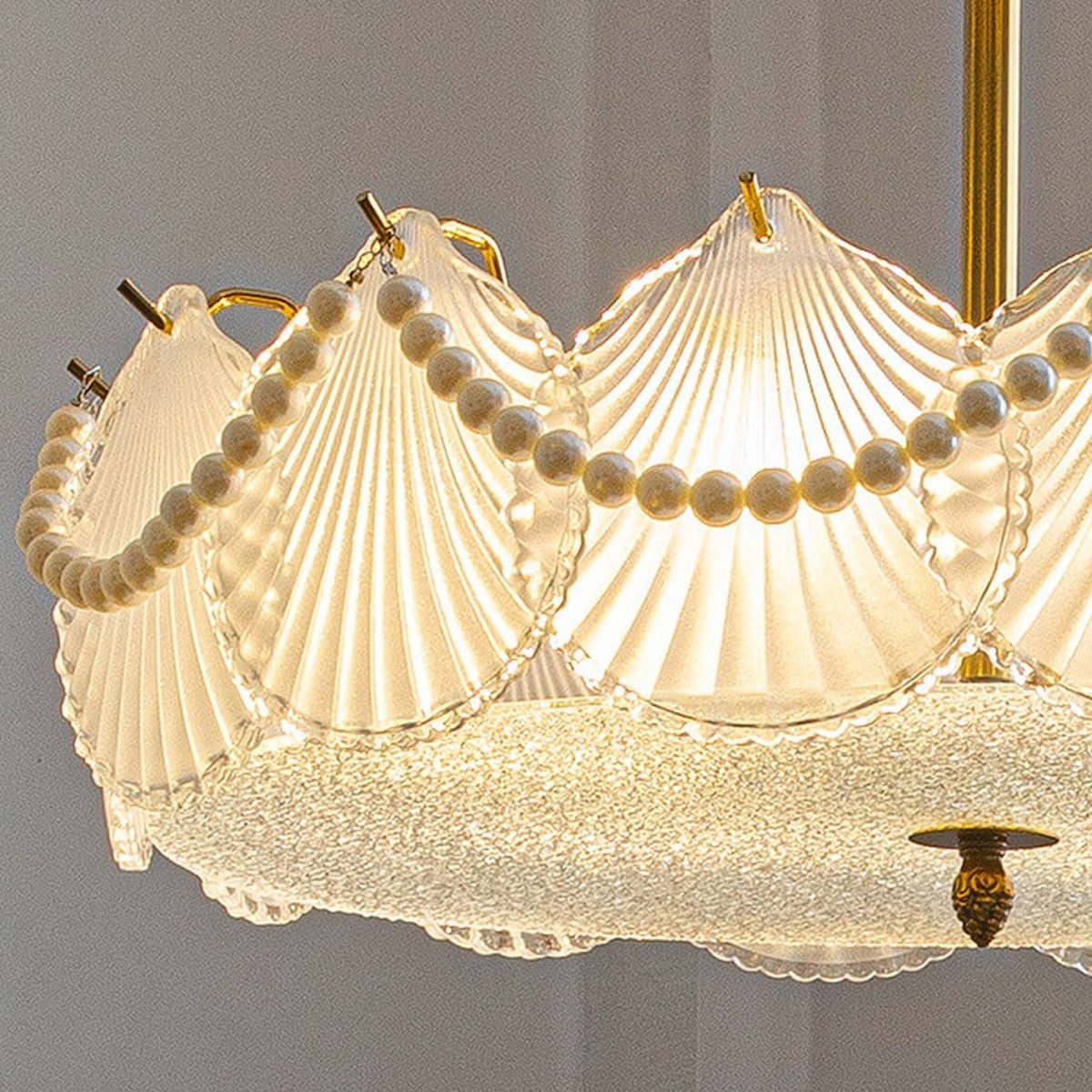 French Light Luxury Seashell Glass Pearl Round 5/6/ 8 Light Chandelier - Image 13