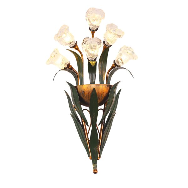 Bouquet Flowers Leaves White Light Pastoral American Style Wall Lamp - Image 9