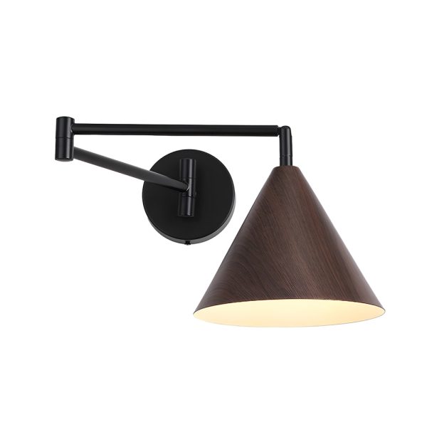 Cone Shaped Swing Arm Wall Sconces - 1-Light Wood Wall Mount Light - Image 9