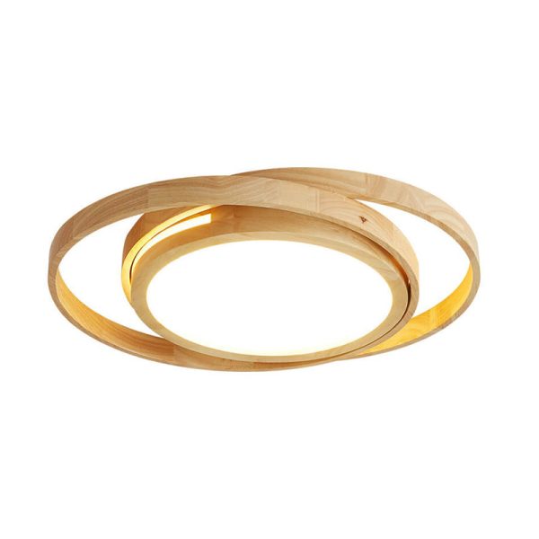 Minimalist Log Wooden Circle Ring LED Flush Mount Ceiling Light - Image 6