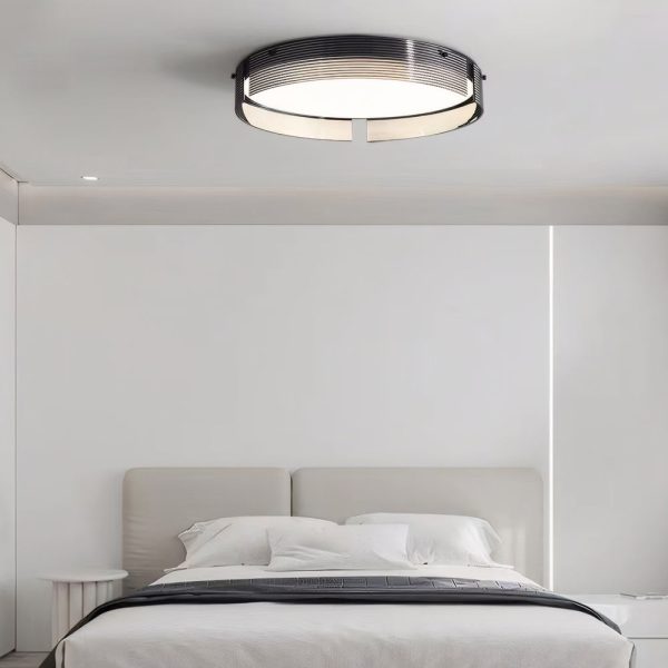 16.5/20.5-in Round Black Stripe Glass LED Flush Mount Light - Image 2