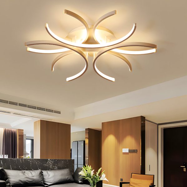 Simple Semi-Circle Lines Flower LED Dimmable Modern Ceiling Light Fixture - Image 2