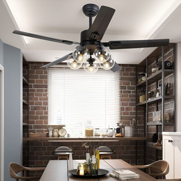 42 Inch 5 Lights Silent Nordic Flush Mount Ceiling Fan Light with Remote Control - Image 2