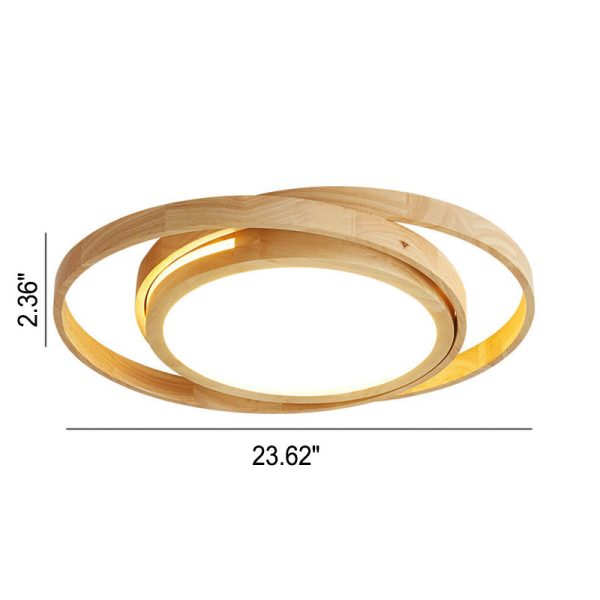 Minimalist Log Wooden Circle Ring LED Flush Mount Ceiling Light - Image 8