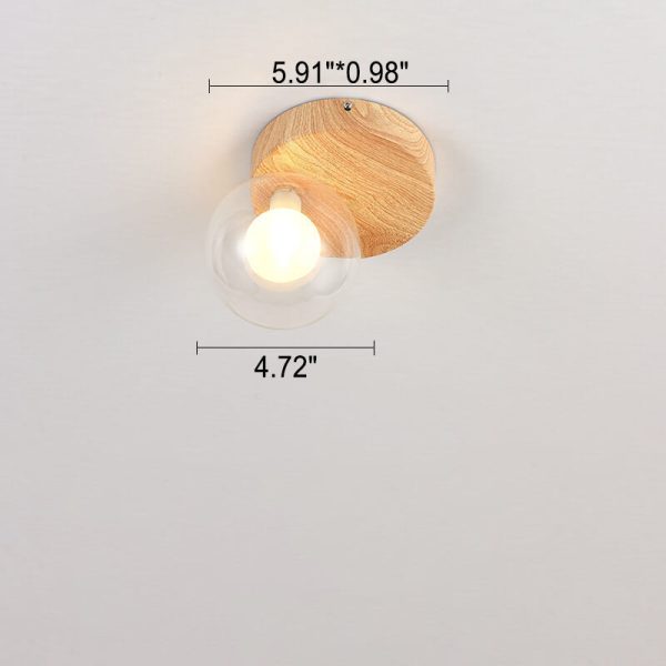 Japanese Minimalist Glass Iron Woodgrain 1-Light Semi-Flush Mount Ceiling Light - Image 17