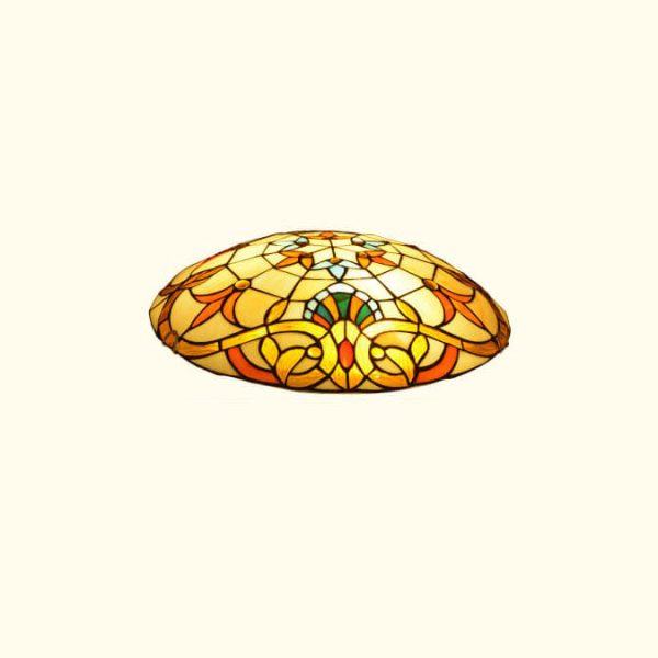 European Tiffany Baroque Round Stained Glass 2/3/4 Light Flush Mount Ceiling Light - Image 21