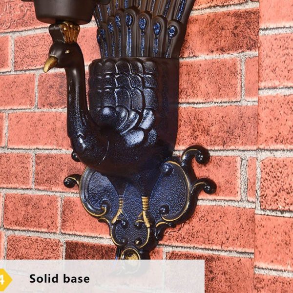 European Vintage Peacock 1-Light Outdoor Waterproof Wall Light - Image 10
