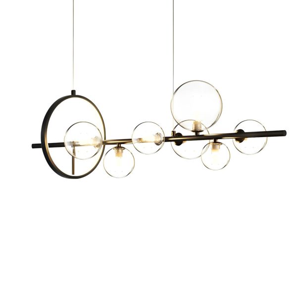 Circular Glass Bubbles LED Black Nordic Dining Room Chandeliers Light - Image 12