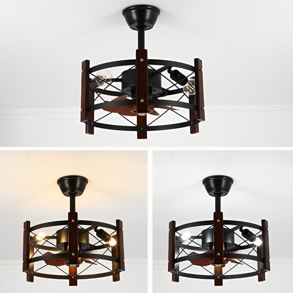 Retro Metal Black American Style Bladeless Ceiling Fans with Chandelier - Image 5
