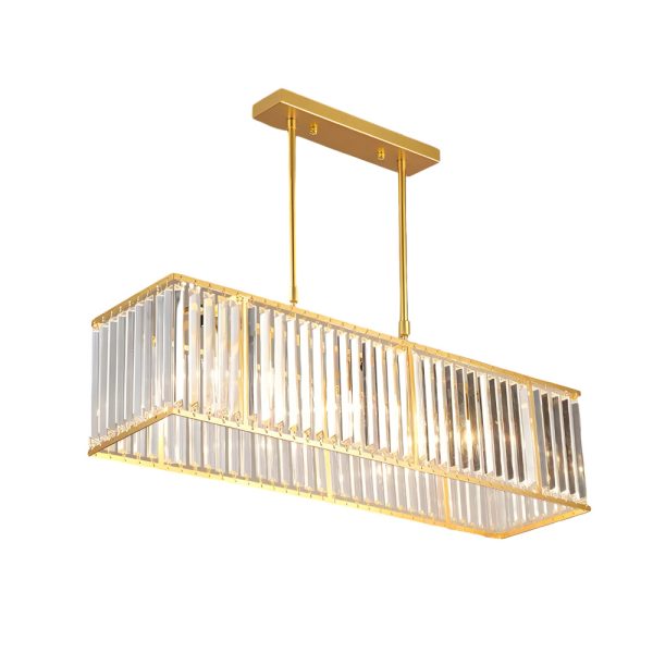 4-Light Dimmable Kitchen Island Crystal Rectangle Chandelier - Image 8