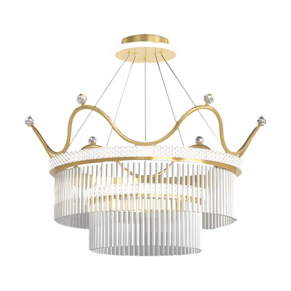 Double Layer Glass Crystal Crowns 3 Step Dimming Luxury Modern Chandelier - Image 6
