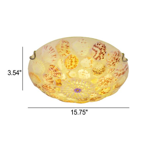 European Mediterranean Shell Art Round LED Flush Mount Ceiling Light - Image 7