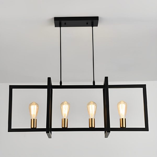 Rectangular Frame Design Iron Black Industrial Chandelier Pendant Lights - Image 5