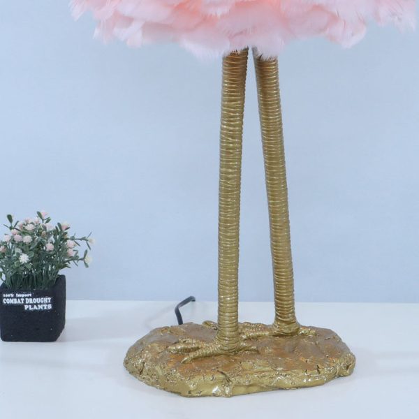 Contemporary Nordic Goose Feather Metal Flamingo Ball 1-Light Table Lamp For Bedside - Image 11
