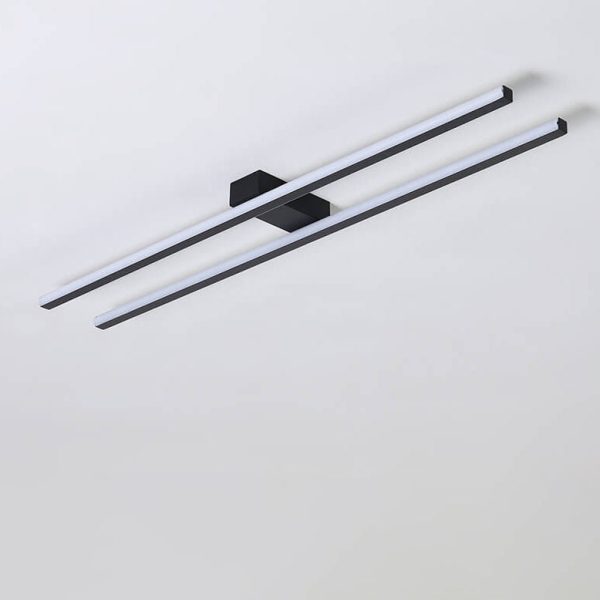 Modern Minimalist Geometric Dual Straight Line LED Semi-Flush Mount Ceiling Light For Hallway - Image 14