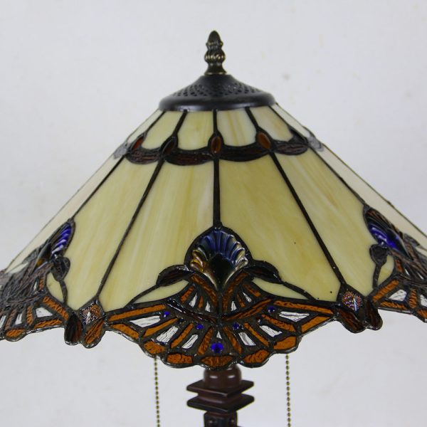 Tiffany Mediterranean Stained Glass Cone Pull Cord 2-Light Table Lamp - Image 18