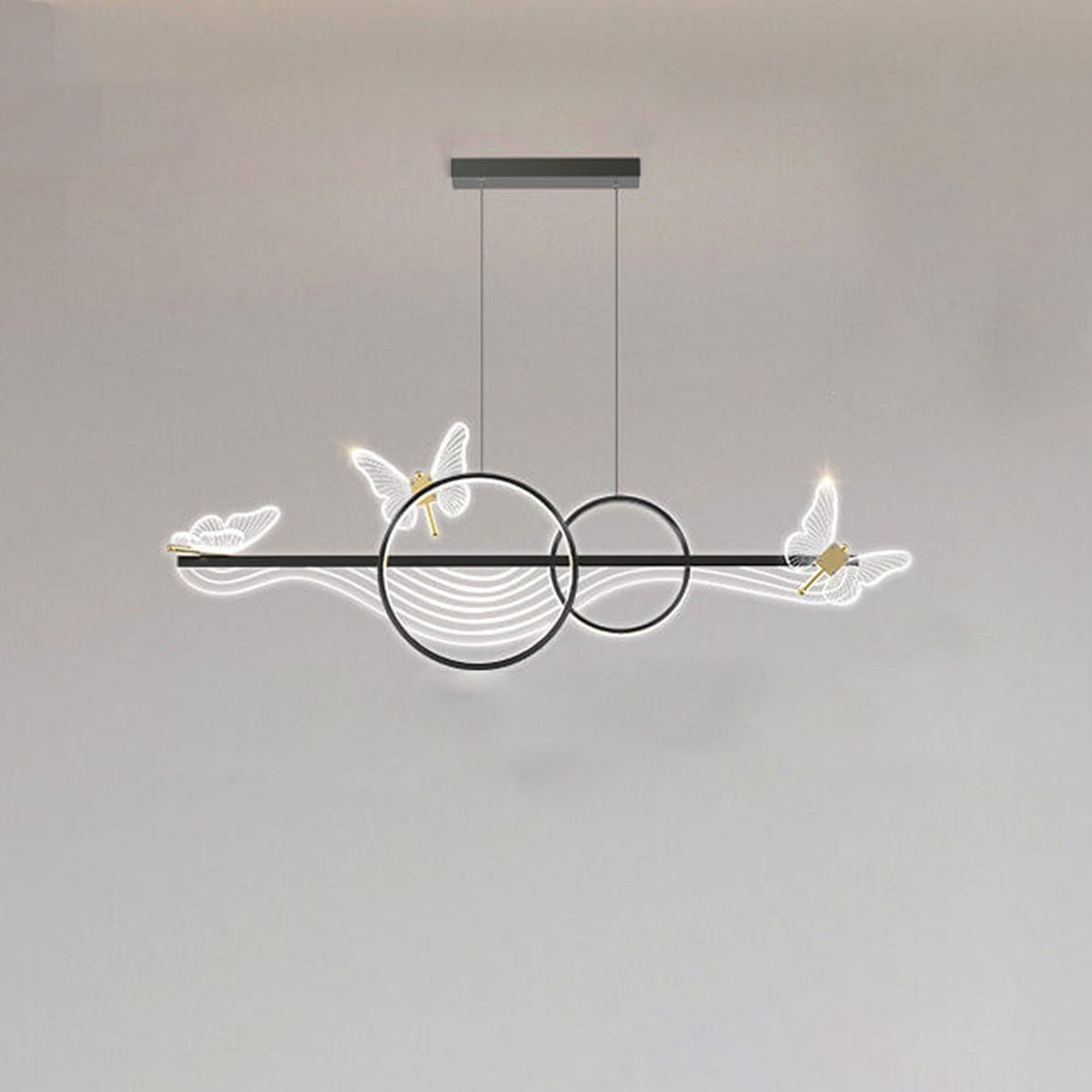 Nordic Light Luxury Butterfly Round Linear Island Light LED Chandelier - Image 8