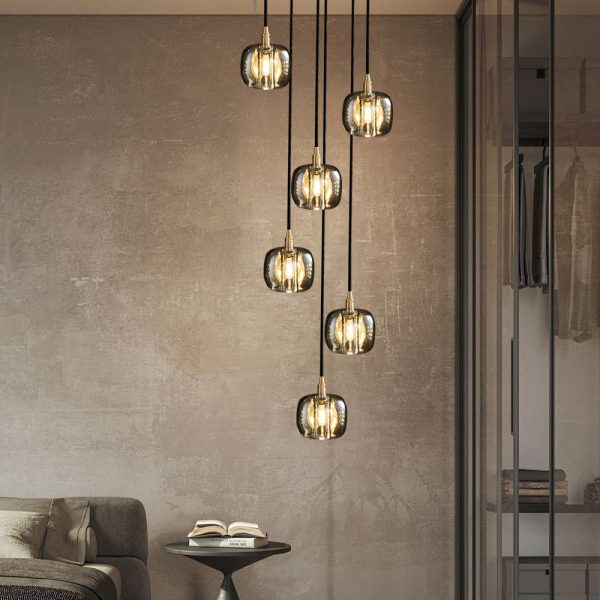 Long Spiral Cubes Crystal Pendant Light Dimmable Chandelier for Staircase - Image 11