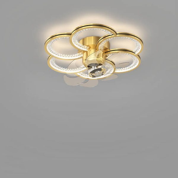 Modern Luxury Flower Petal Design LED Flush Mount Ceiling Fan Light - Image 15