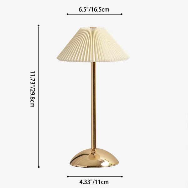 Contemporary Scandinavian Rechargeable Iron Fabric Conic Pleated 1-Light Table Lamp For Bedside - Image 7